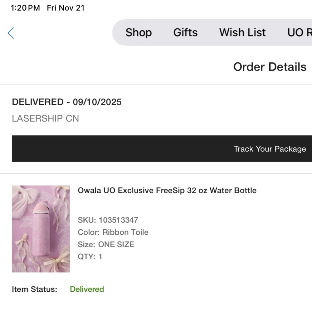 NWT Ribbon Toile Owala UO Exclusive FreeSip 32oz Water Bottle - Picture 8 of 11